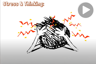 Stress and thinking YouTube video thumbnail with a character holding their hands to their head and zigzags drawn around them