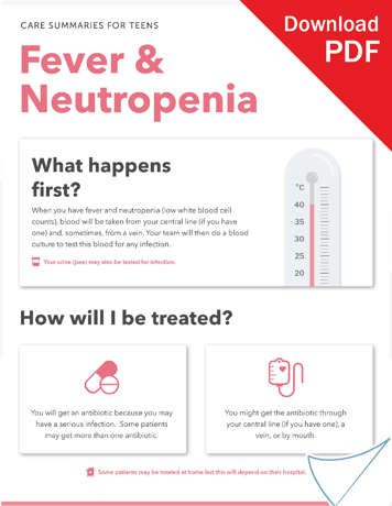 Download fever and neutropenia care summary PDF for teens