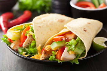 Whole wheat wrap with chicken and vegetables