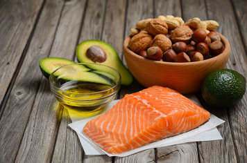 Dietary sources of fat: salmon, olive oil, avocado, nuts