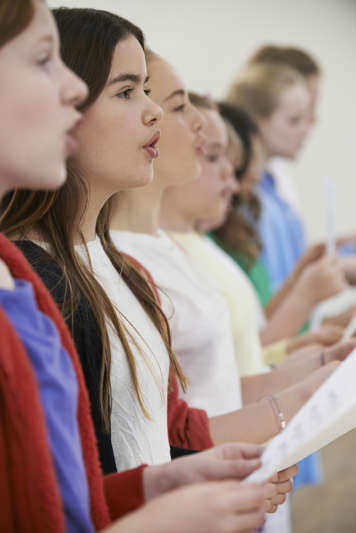 Teens singing in a group