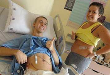 Transplant patient and living donor smiling